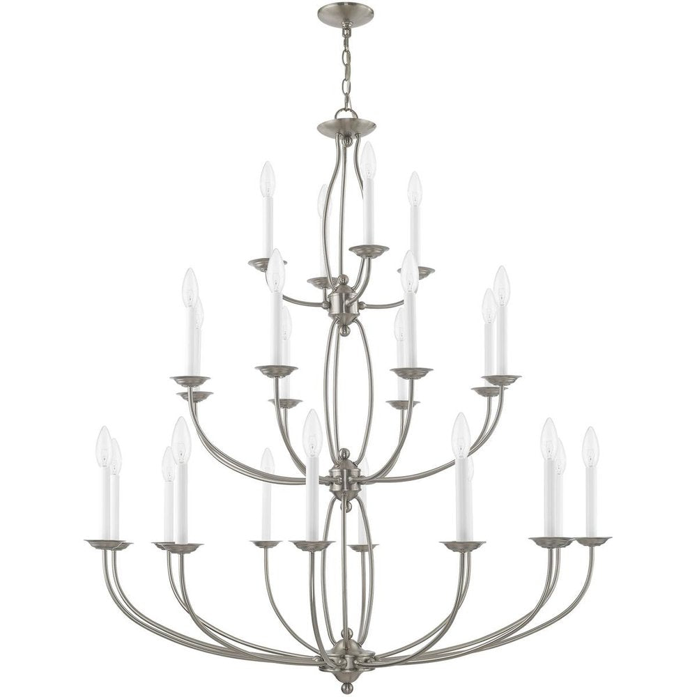 Nickel Multi Light Metal Dimmable Chandelier With Shades HomeRoots