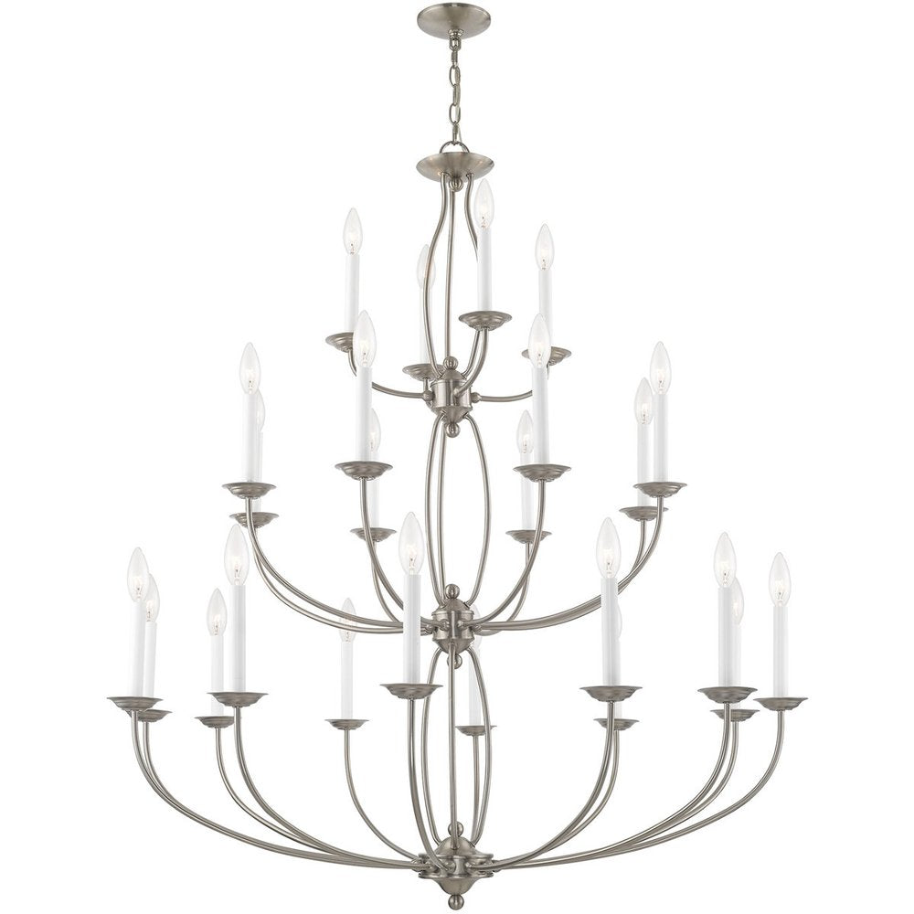 Nickel Multi Light Metal Dimmable Chandelier With Shades HomeRoots