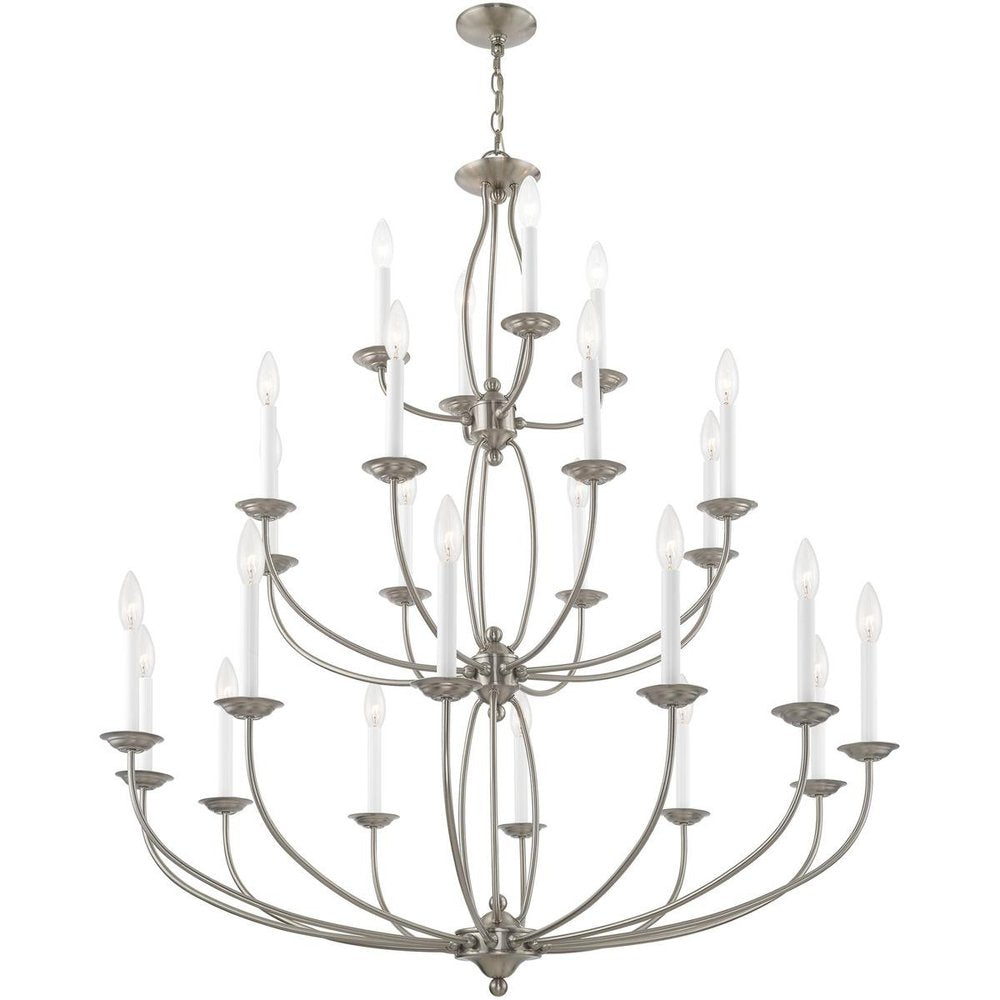 Nickel Multi Light Metal Dimmable Chandelier With Shades HomeRoots