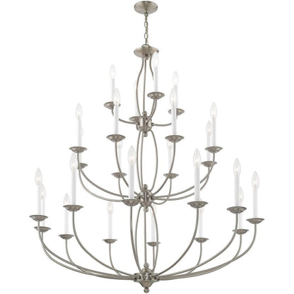 Nickel Multi Light Metal Dimmable Chandelier With Shades HomeRoots