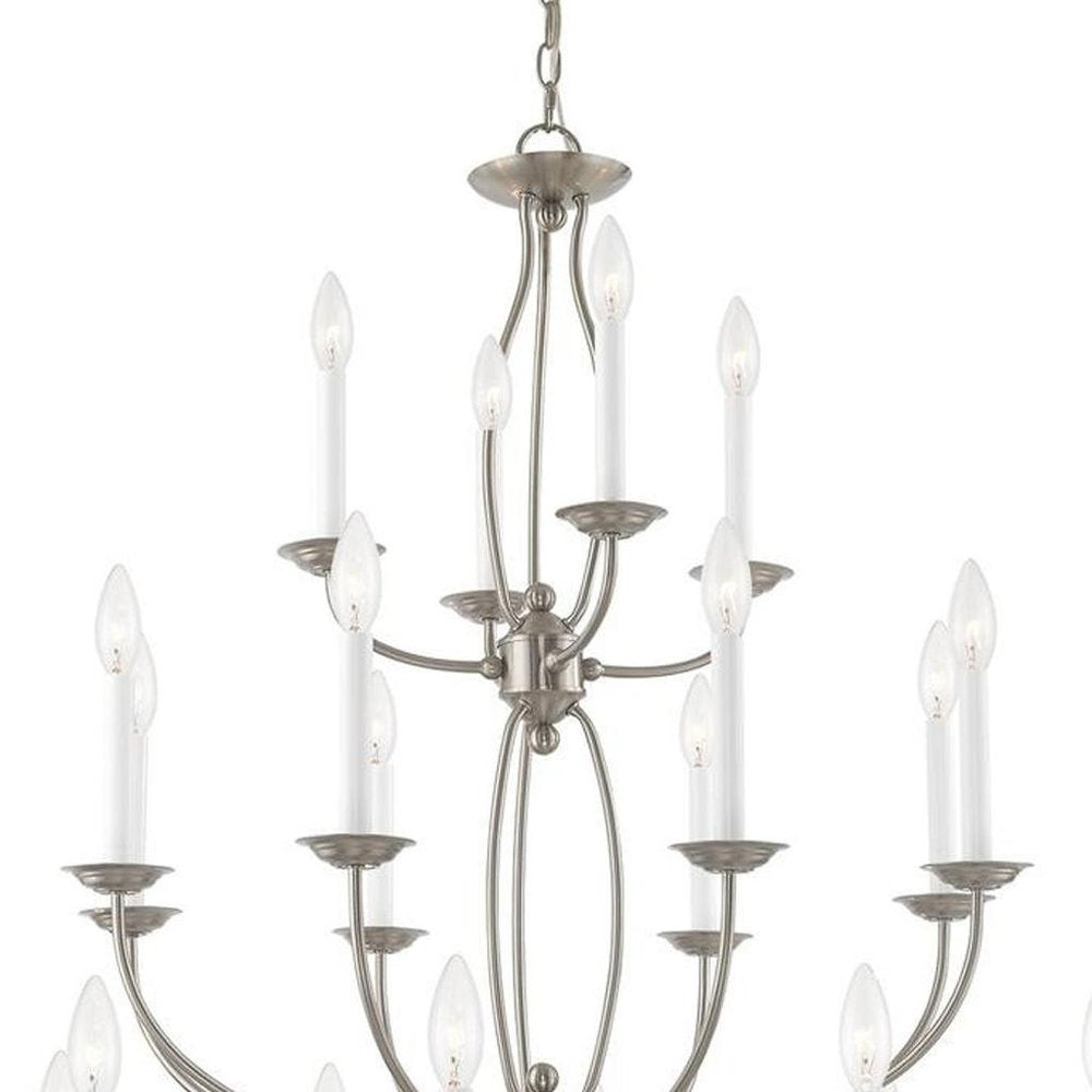 Nickel Multi Light Metal Dimmable Chandelier With Shades HomeRoots