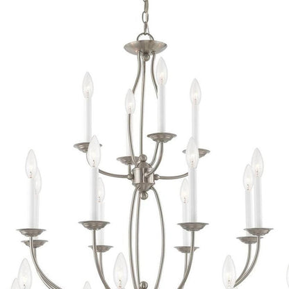 Nickel Multi Light Metal Dimmable Chandelier With Shades HomeRoots