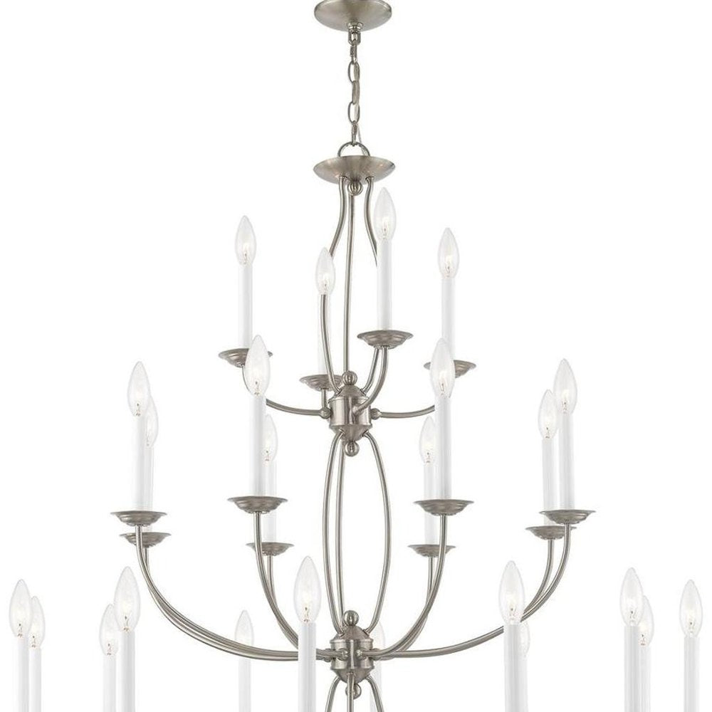 Nickel Multi Light Metal Dimmable Chandelier With Shades HomeRoots