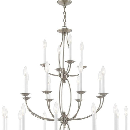 Nickel Multi Light Metal Dimmable Chandelier With Shades HomeRoots
