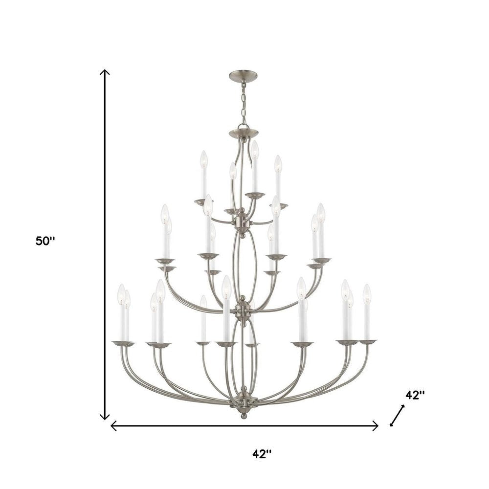 Nickel Multi Light Metal Dimmable Chandelier With Shades HomeRoots