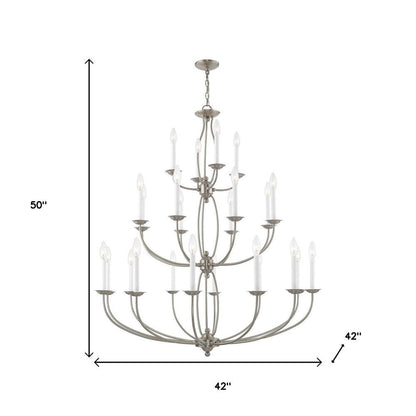 Nickel Multi Light Metal Dimmable Chandelier With Shades HomeRoots