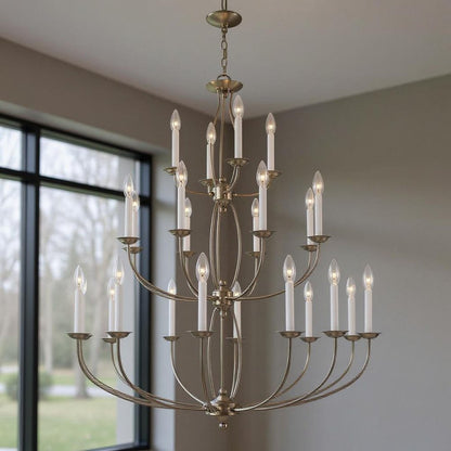 Nickel Multi Light Metal Dimmable Chandelier With Shades HomeRoots