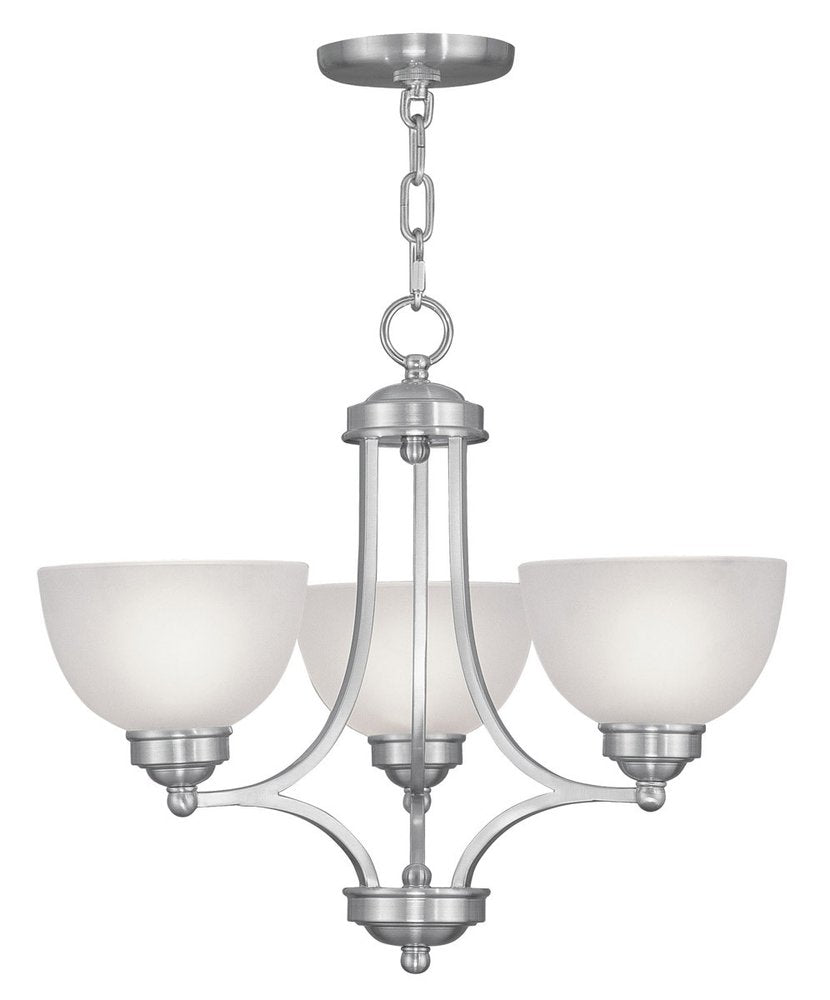 Nickel Three Light Metal Dimmable Chandelier With Shades HomeRoots