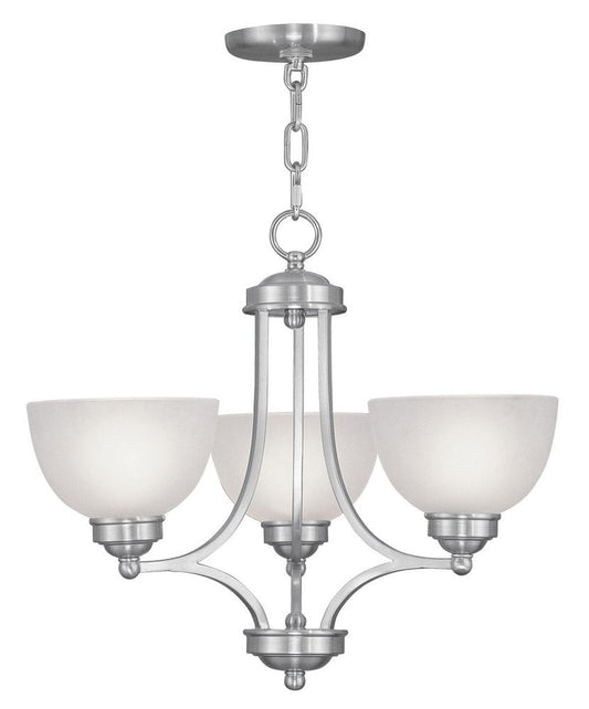 Nickel Three Light Metal Dimmable Chandelier With Shades HomeRoots
