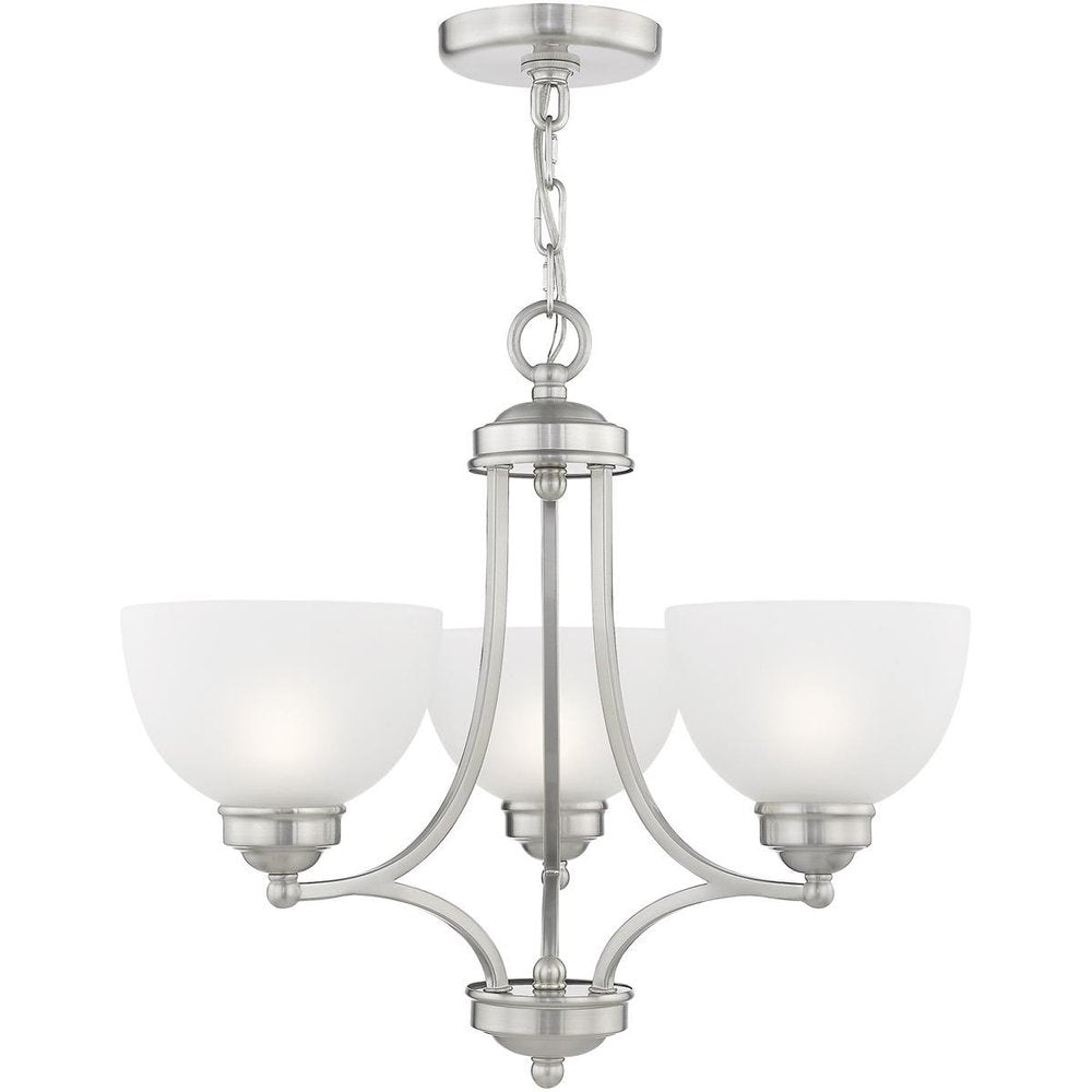 Nickel Three Light Metal Dimmable Chandelier With Shades HomeRoots