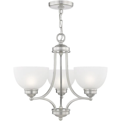 Nickel Three Light Metal Dimmable Chandelier With Shades HomeRoots