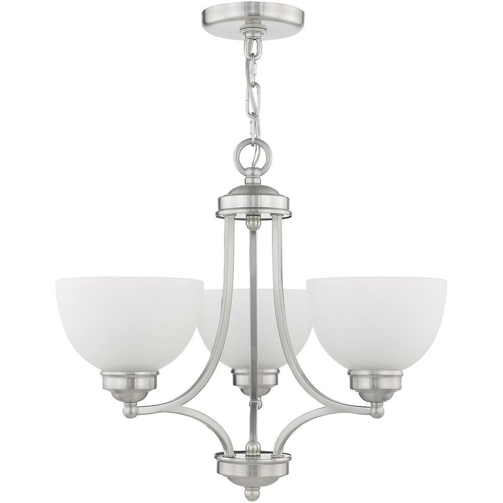 Nickel Three Light Metal Dimmable Chandelier With Shades HomeRoots