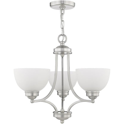Nickel Three Light Metal Dimmable Chandelier With Shades HomeRoots