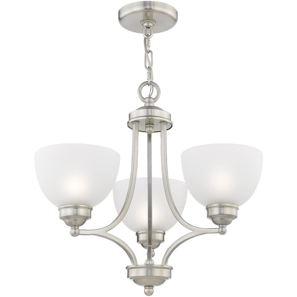 Nickel Three Light Metal Dimmable Chandelier With Shades HomeRoots