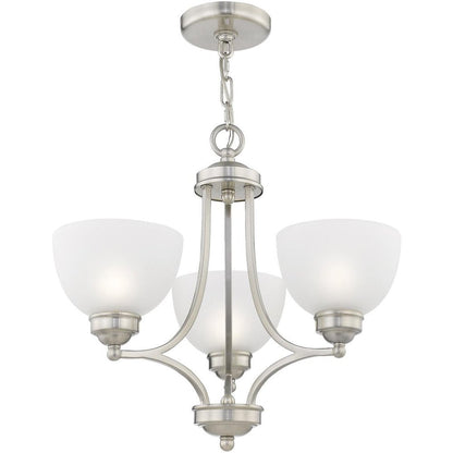 Nickel Three Light Metal Dimmable Chandelier With Shades HomeRoots