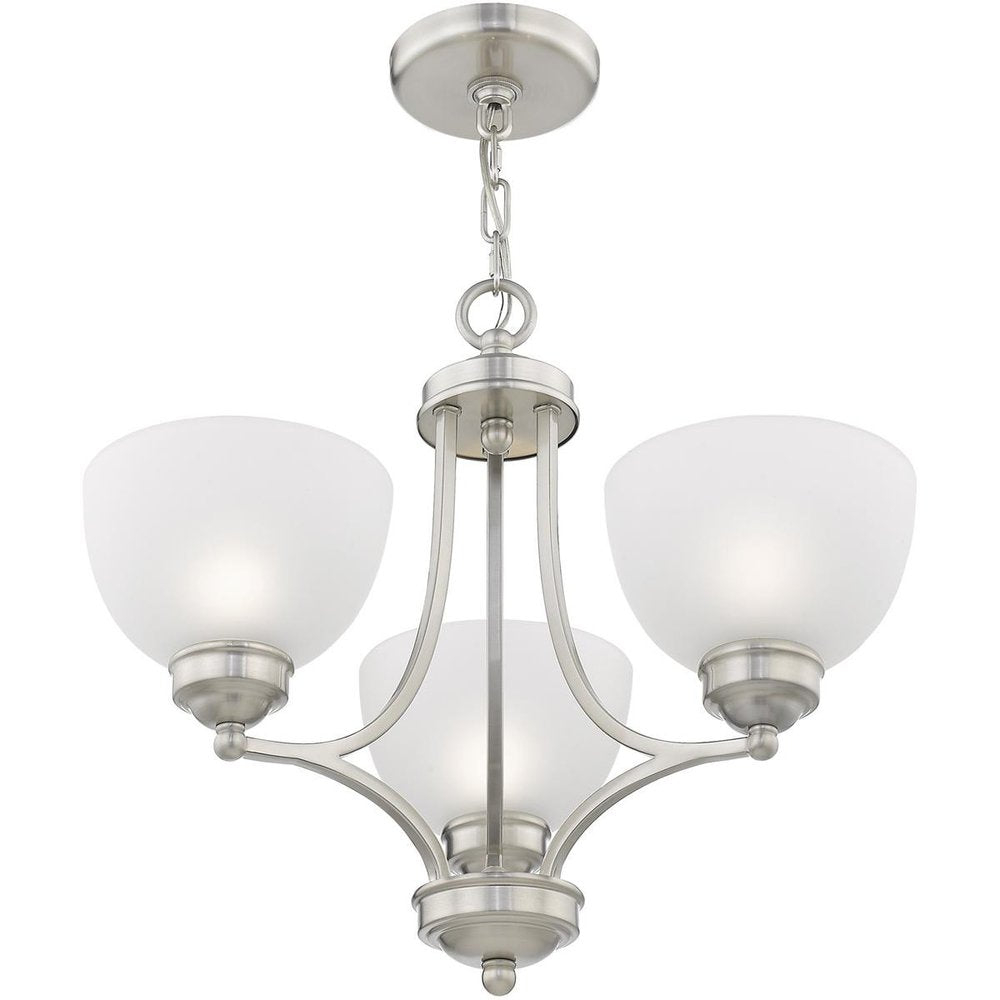 Nickel Three Light Metal Dimmable Chandelier With Shades HomeRoots