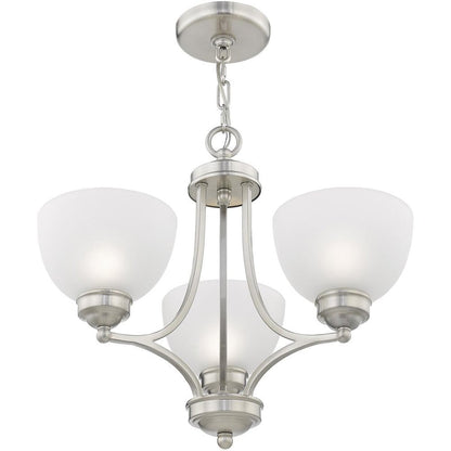 Nickel Three Light Metal Dimmable Chandelier With Shades HomeRoots