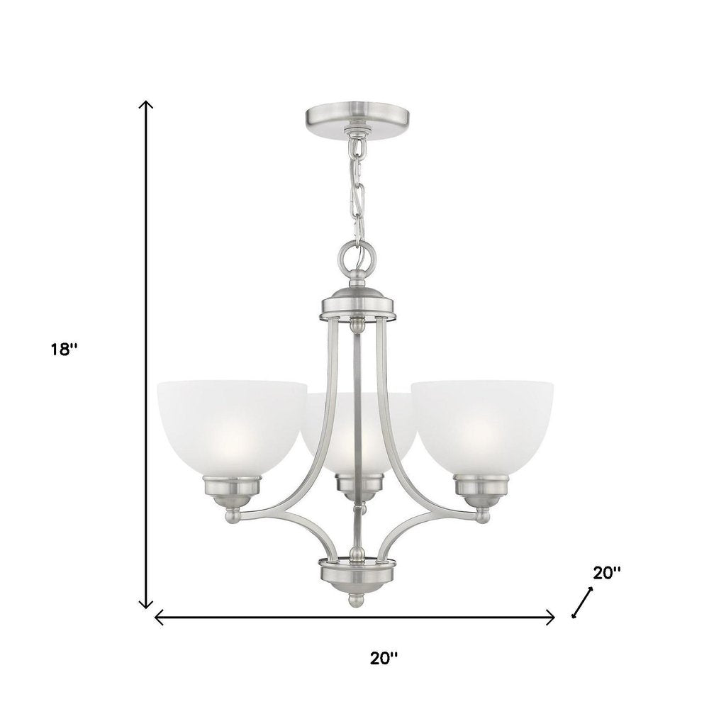 Nickel Three Light Metal Dimmable Chandelier With Shades HomeRoots