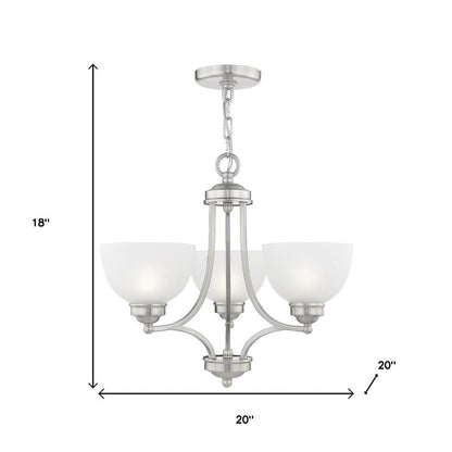 Nickel Three Light Metal Dimmable Chandelier With Shades HomeRoots