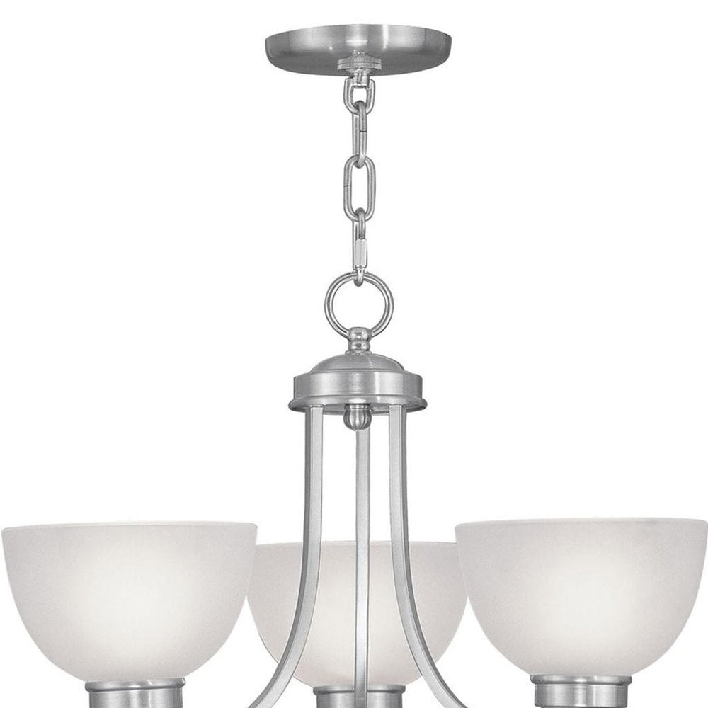 Nickel Three Light Metal Dimmable Chandelier With Shades HomeRoots
