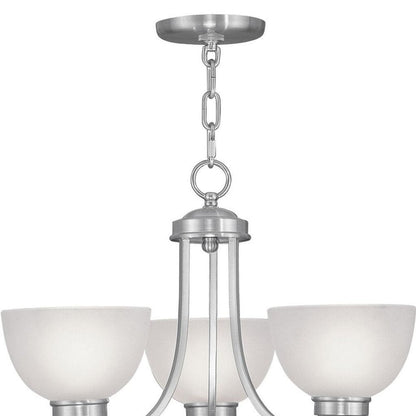 Nickel Three Light Metal Dimmable Chandelier With Shades HomeRoots