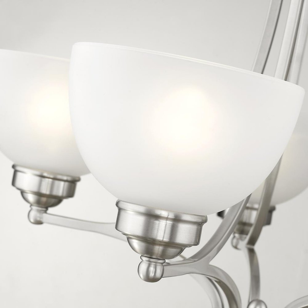 Nickel Five Light Metal Dimmable Chandelier With Shades HomeRoots