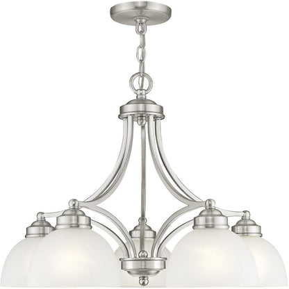 Nickel Five Light Metal Dimmable Chandelier With Shades HomeRoots