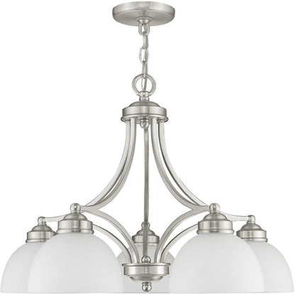 Nickel Five Light Metal Dimmable Chandelier With Shades HomeRoots