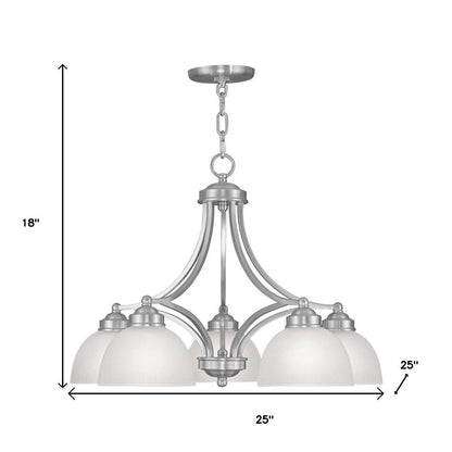 Nickel Five Light Metal Dimmable Chandelier With Shades HomeRoots
