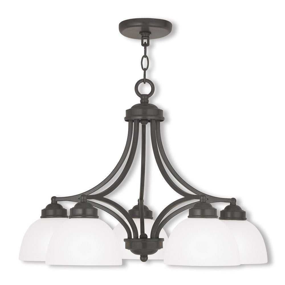 Bronze Five Light Metal Dimmable Chandelier With Shades HomeRoots
