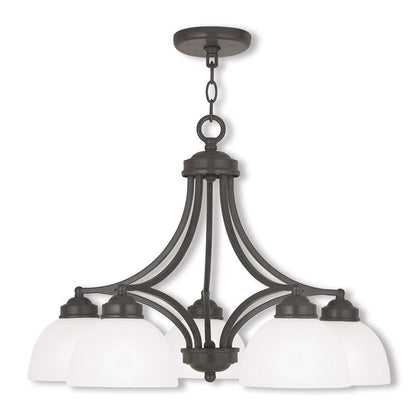 Bronze Five Light Metal Dimmable Chandelier With Shades HomeRoots