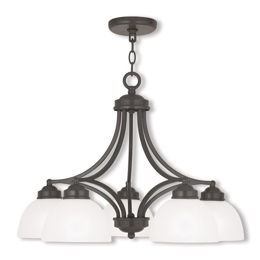 Bronze Five Light Metal Dimmable Chandelier With Shades HomeRoots