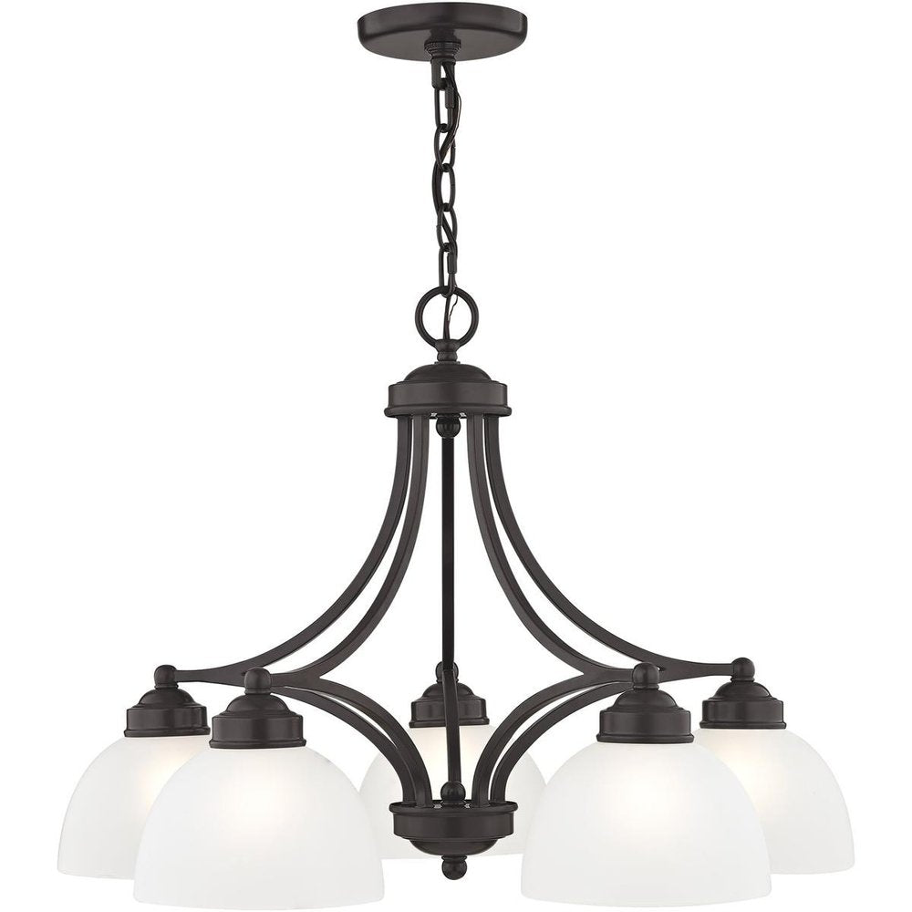 Bronze Five Light Metal Dimmable Chandelier With Shades HomeRoots