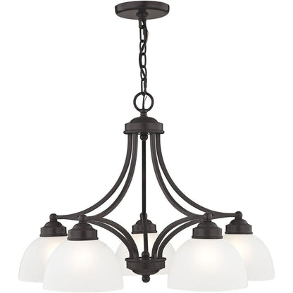 Bronze Five Light Metal Dimmable Chandelier With Shades HomeRoots