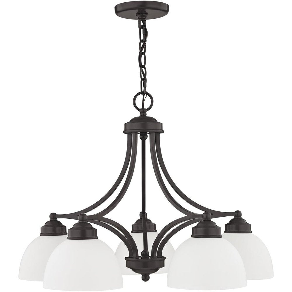 Bronze Five Light Metal Dimmable Chandelier With Shades HomeRoots