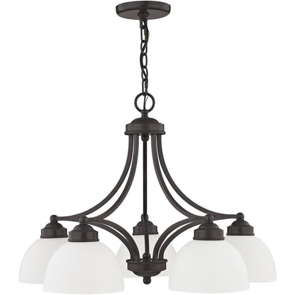 Bronze Five Light Metal Dimmable Chandelier With Shades HomeRoots