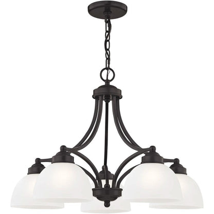 Bronze Five Light Metal Dimmable Chandelier With Shades HomeRoots