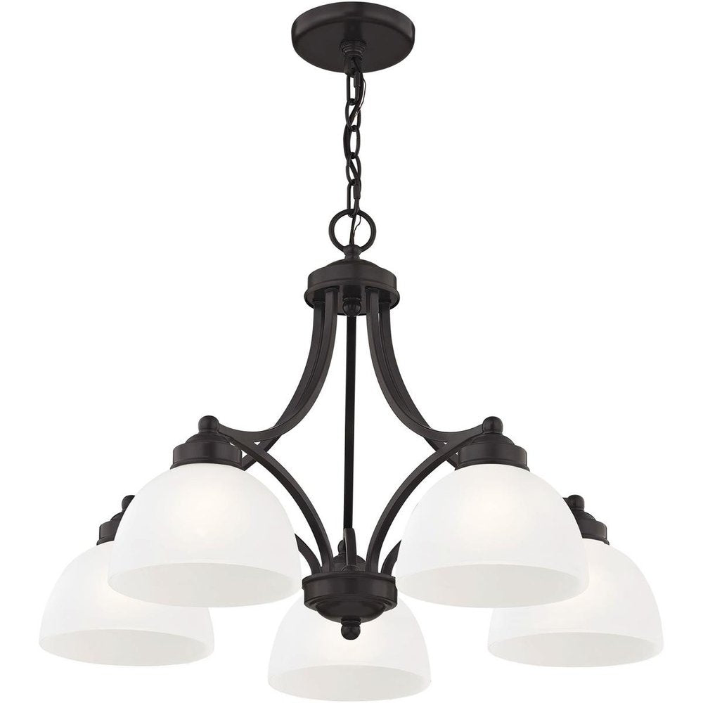 Bronze Five Light Metal Dimmable Chandelier With Shades HomeRoots