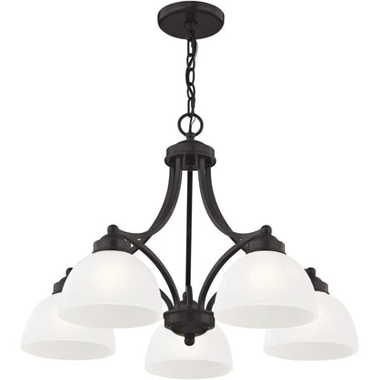 Bronze Five Light Metal Dimmable Chandelier With Shades HomeRoots