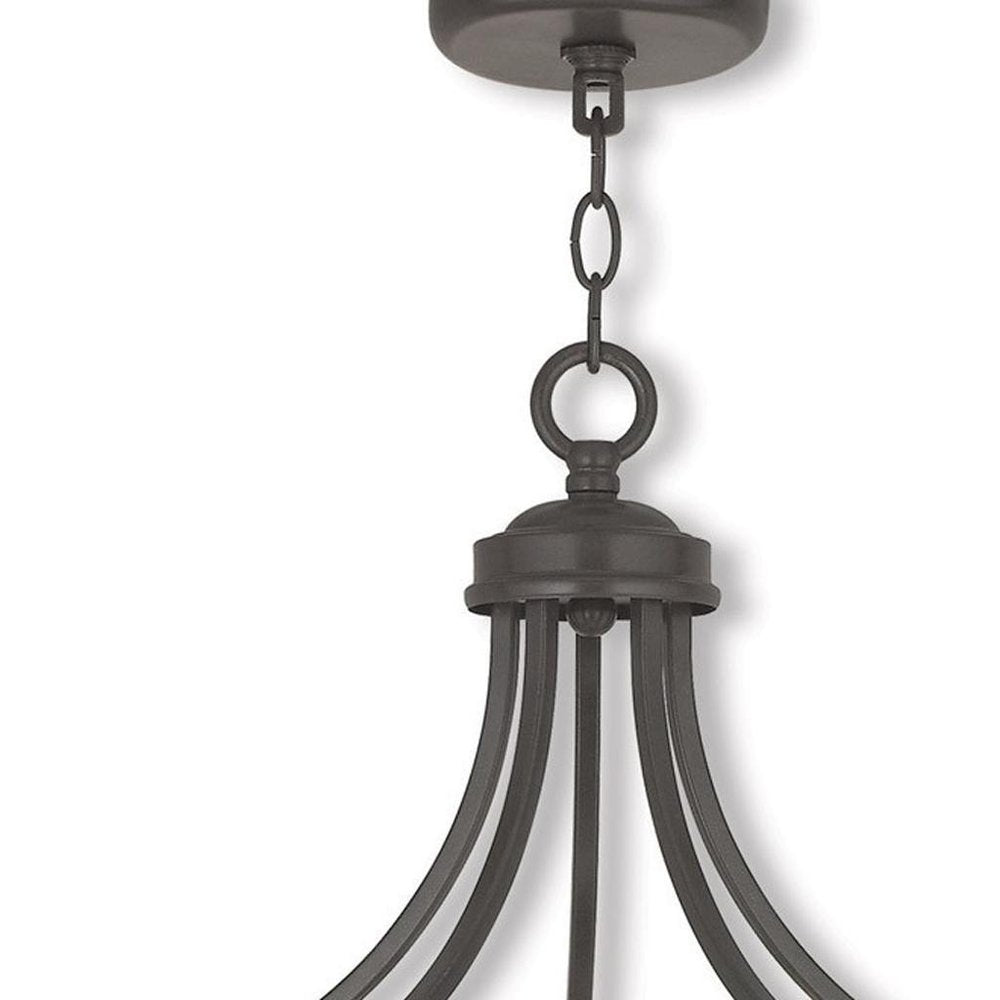 Bronze Five Light Metal Dimmable Chandelier With Shades HomeRoots