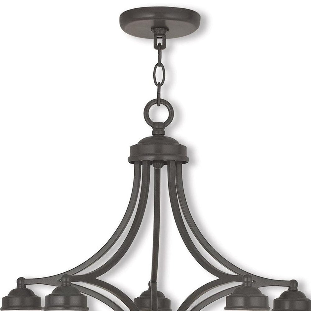 Bronze Five Light Metal Dimmable Chandelier With Shades HomeRoots