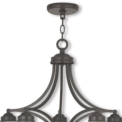 Bronze Five Light Metal Dimmable Chandelier With Shades HomeRoots