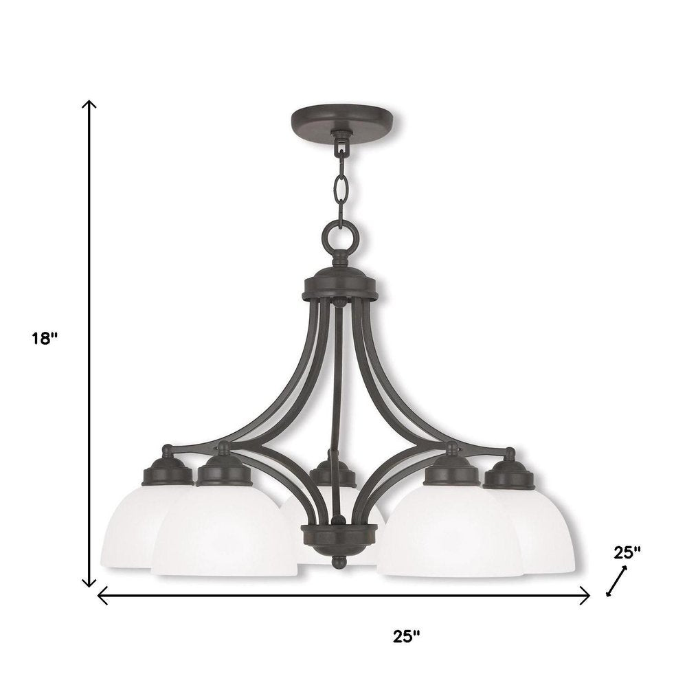 Bronze Five Light Metal Dimmable Chandelier With Shades HomeRoots