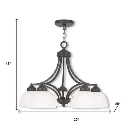 Bronze Five Light Metal Dimmable Chandelier With Shades HomeRoots