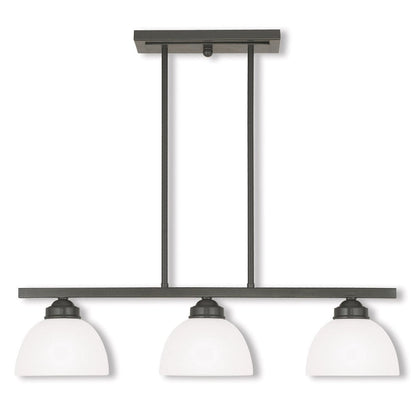 Bronze Three Light Metal Dimmable Chandelier With Shades HomeRoots