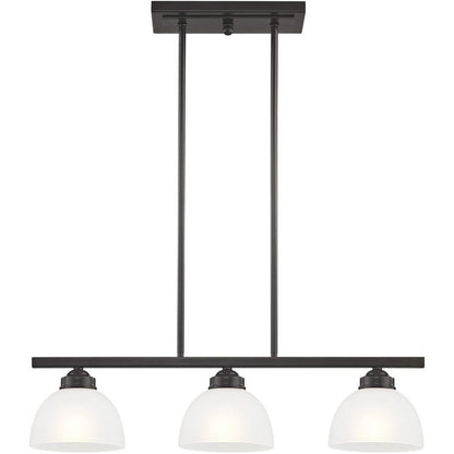 Bronze Three Light Metal Dimmable Chandelier With Shades HomeRoots