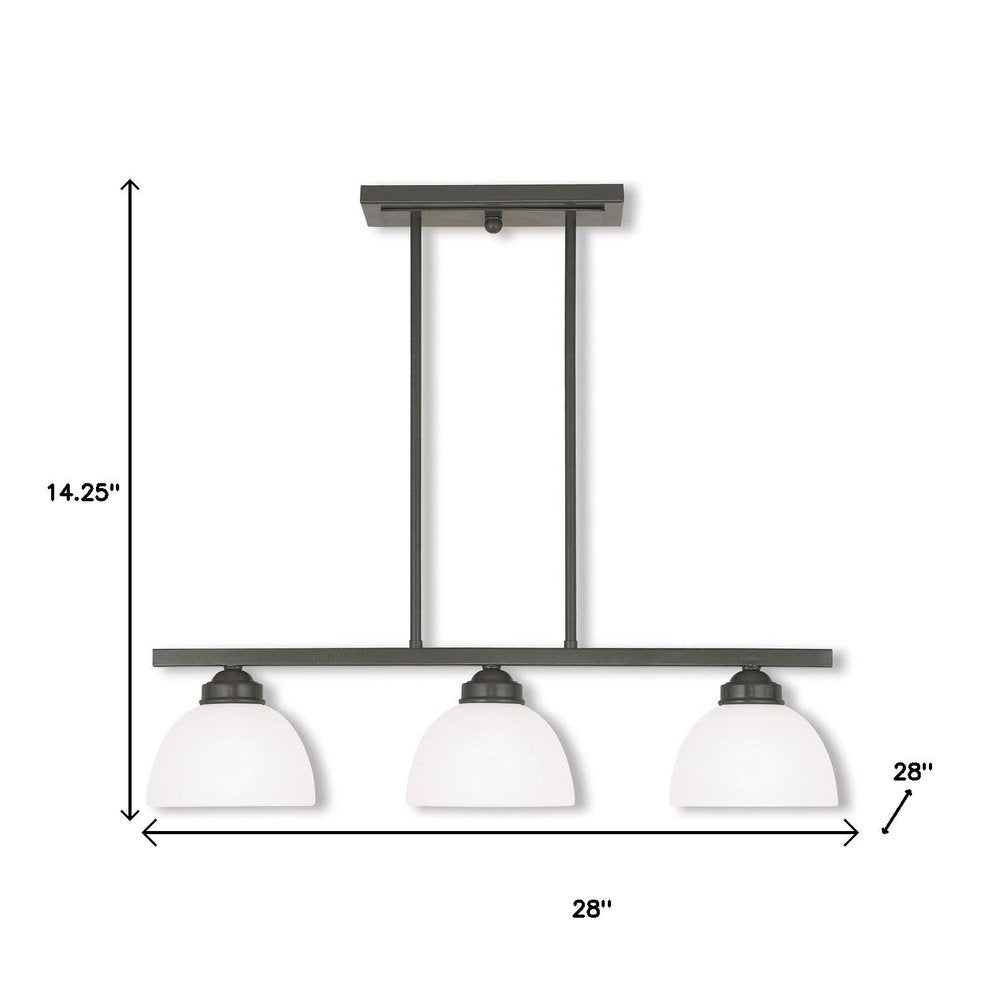 Bronze Three Light Metal Dimmable Chandelier With Shades HomeRoots