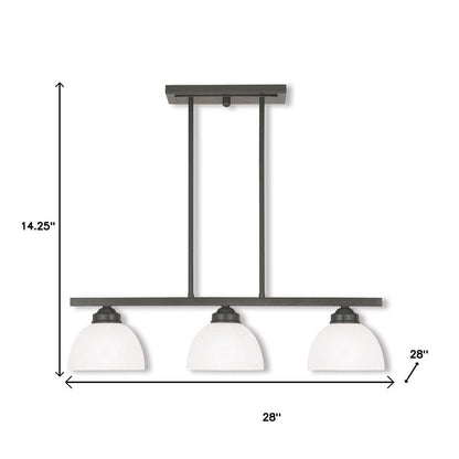 Bronze Three Light Metal Dimmable Chandelier With Shades HomeRoots