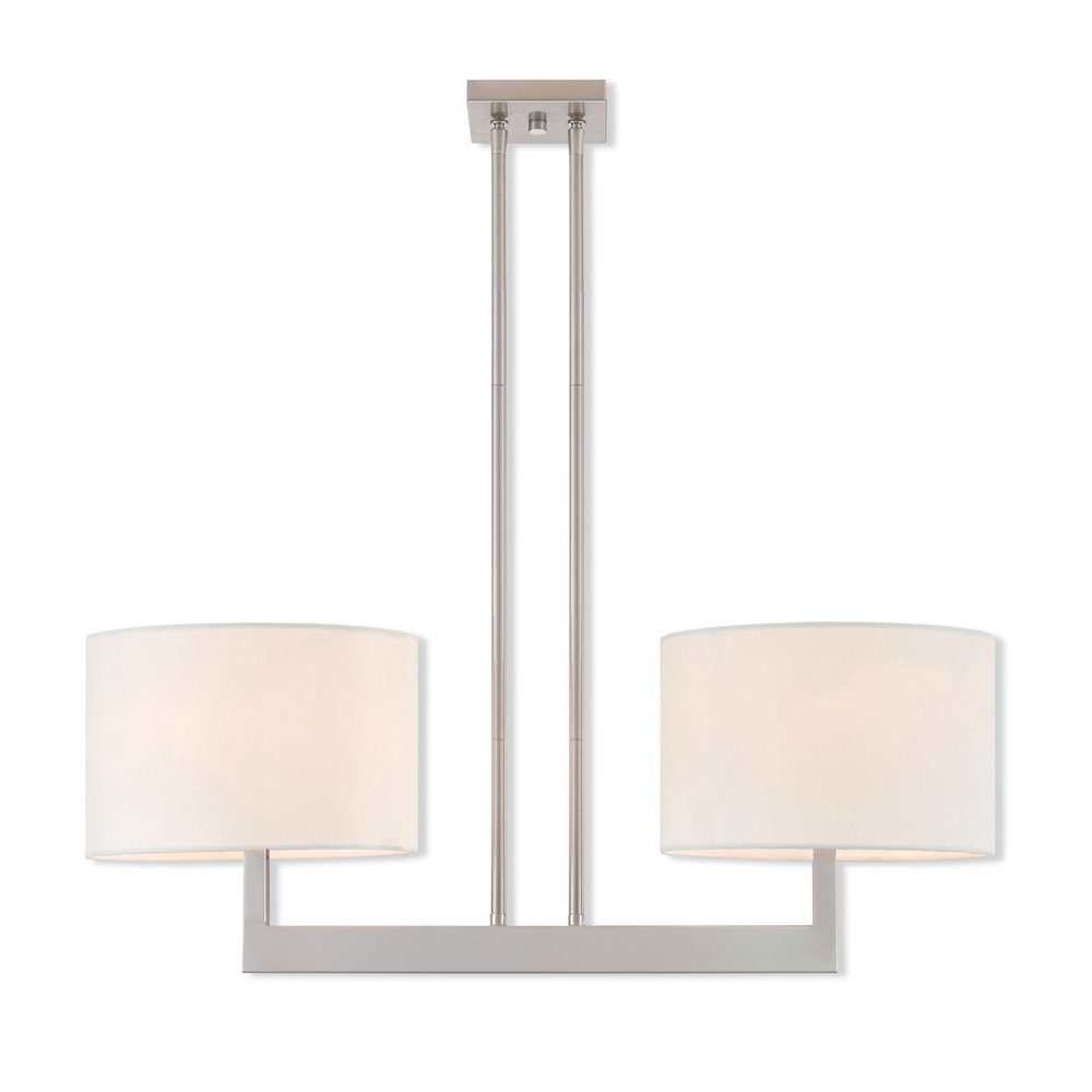 Nickel Two Light Metal Dimmable Chandelier With Shades HomeRoots