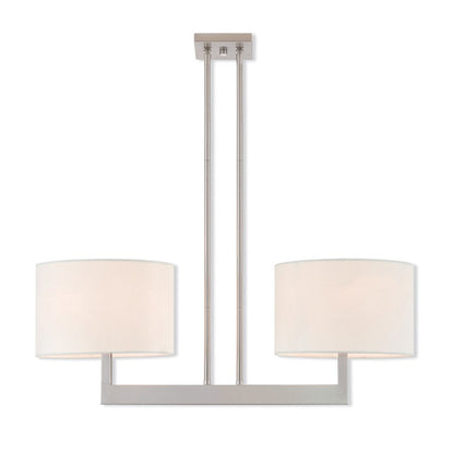 Nickel Two Light Metal Dimmable Chandelier With Shades HomeRoots